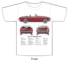 MGB Roadster (Rostyle wheels) 1973-75 T-shirt Front